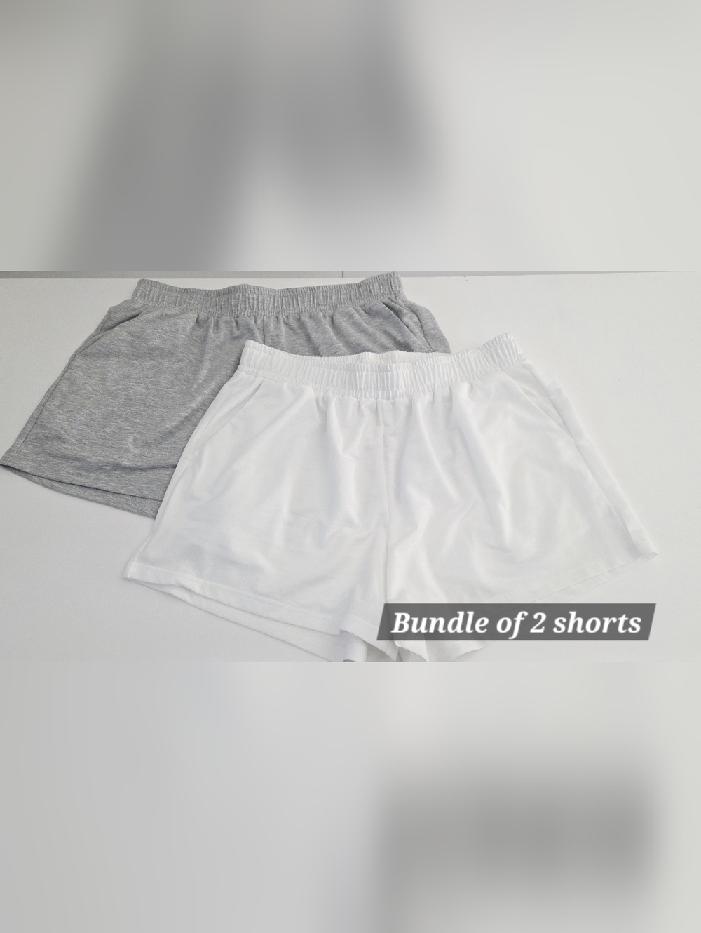 SHEIN Curve Casual Shorts Set in White and Light Gray